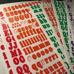 Unknown Brand ABC/123 Sticker Lot LETTERS NUMBERS.  used 18 sheets 2 of each col